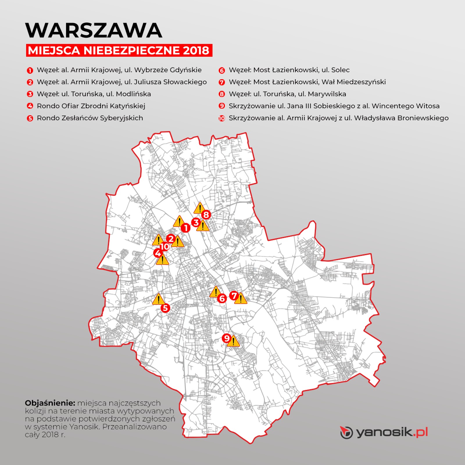 Dziesięć najbardziej niebezpiecznych miejsc w Warszawie