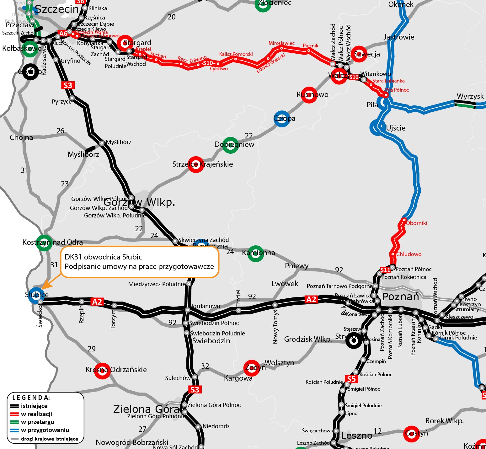 Mapa z trasami w woj. wielkopolskim