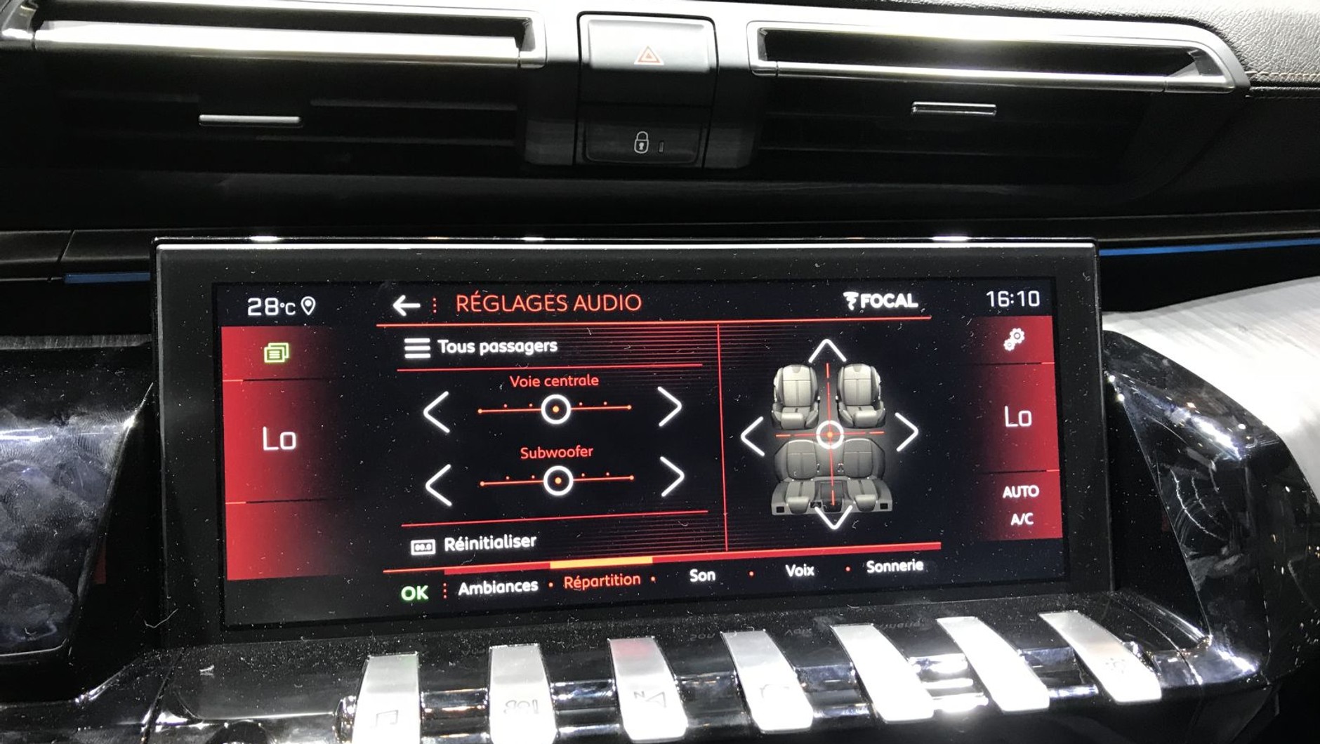 Peugeot 508 menu ustawień audio