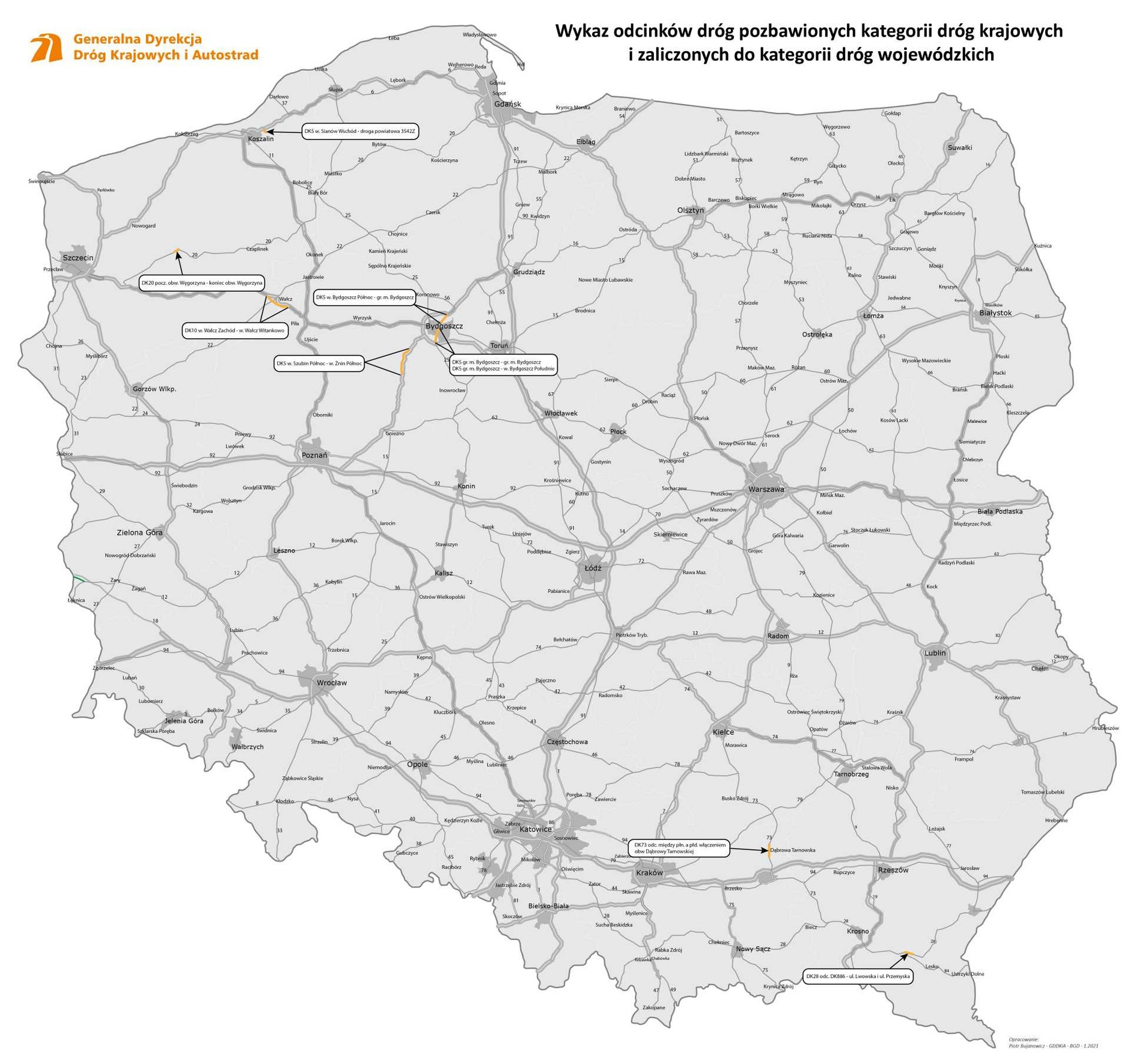 odcinki pozbawione DK w 2020 roku