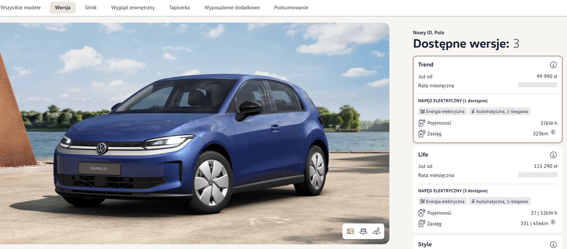 Bazowy VW ID. Polo w konfiguratorze