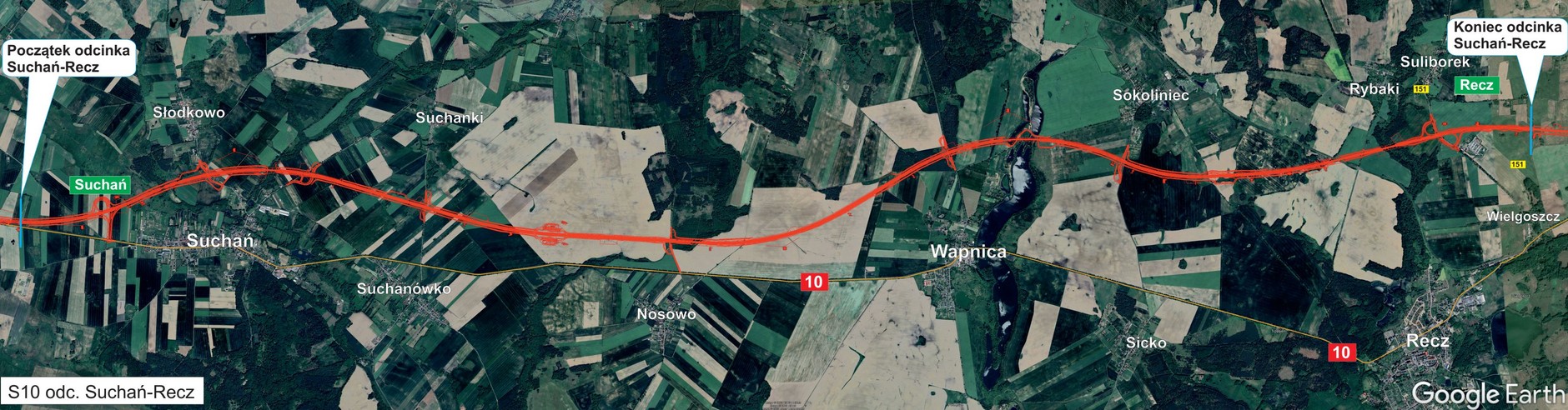 Plan orientacyjny odcinka Suchań-Recz