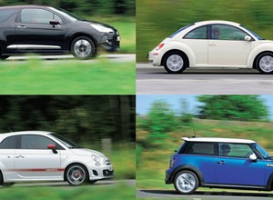 Szpanerskie maluchy za 35 tys. zł. Abarth 500 kontra Citroen DS3, Mini Cooper i VW New Beetle - który jest najlepszy
