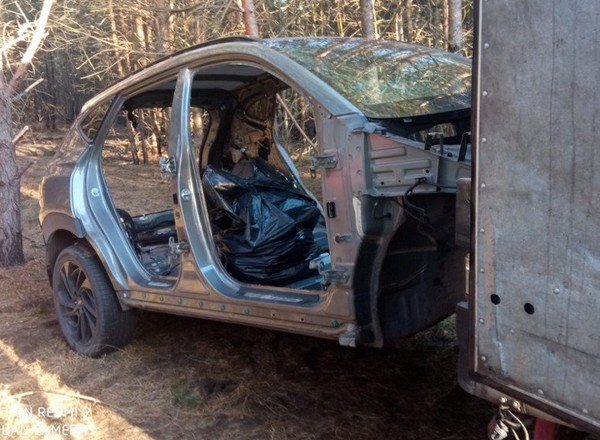 Spokojnie demontowali skradzione auto w lesie. Policjanci ich zaskoczyli