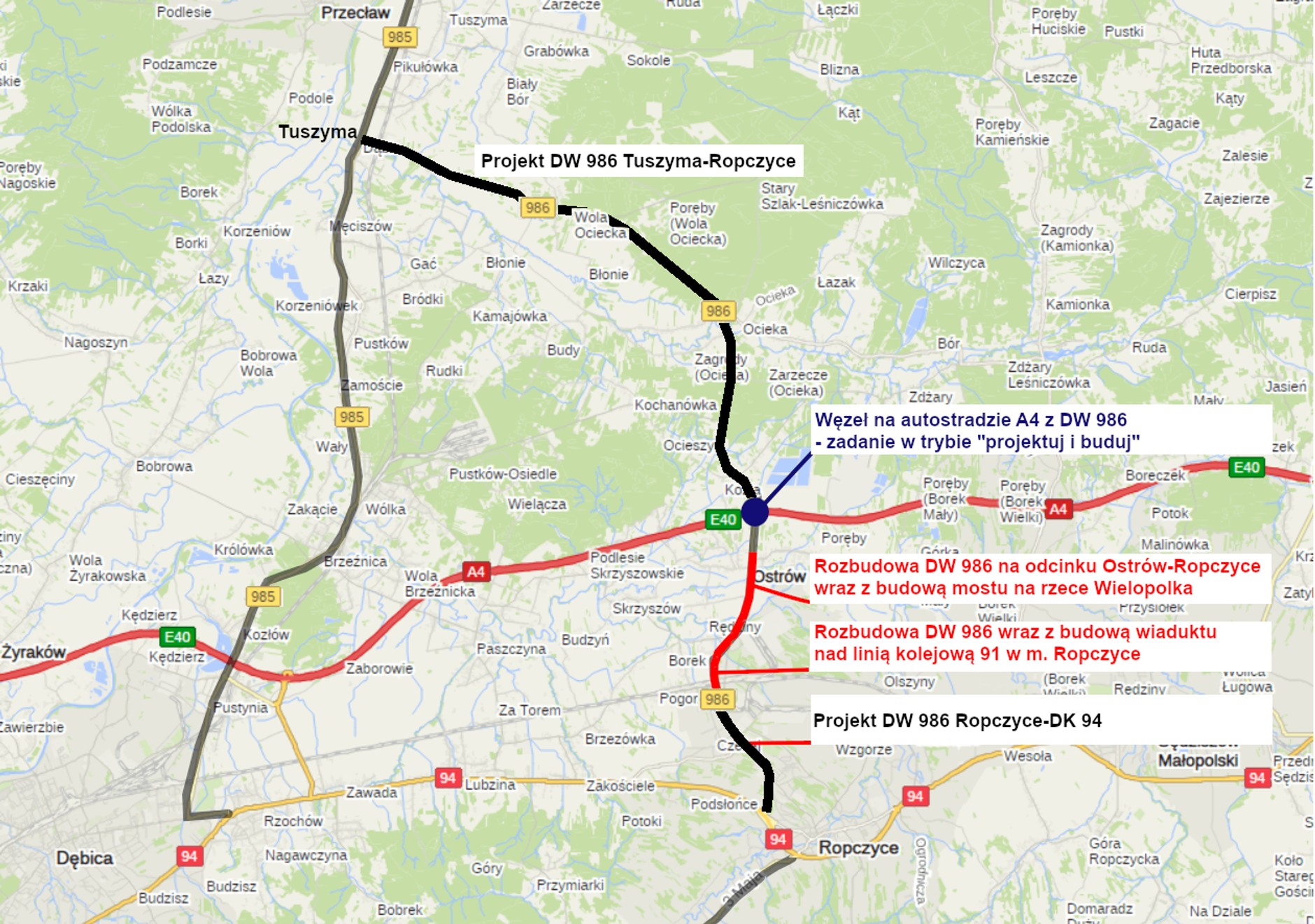 9 ofert na budowę nowego węzła na autostradzie A4 w Ostrowie k. Ropczyc