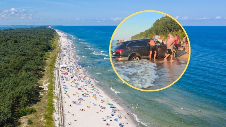 Na plaży w Gąskach pojawiło się auto