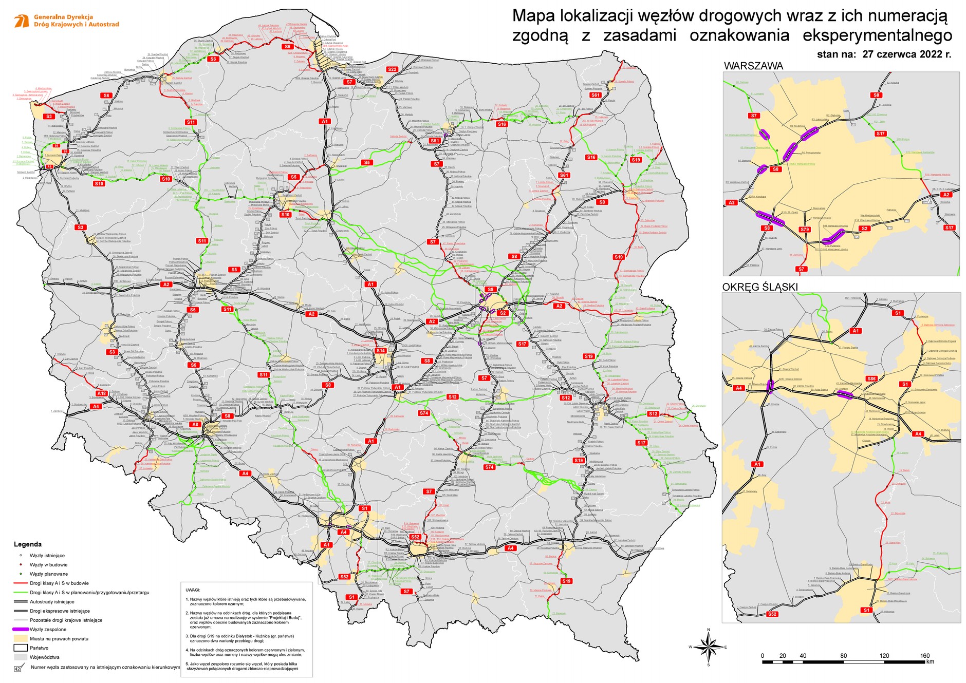 Mapa węzłów drogowych w Polsce