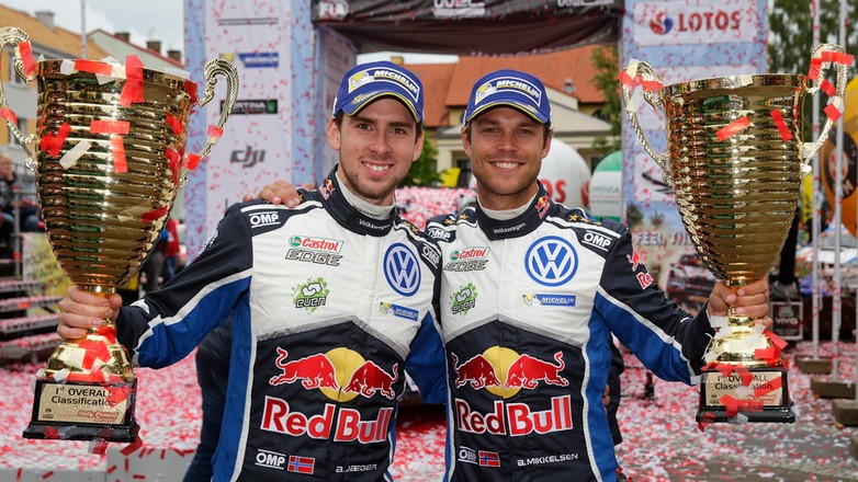 73. rajd Polski - zwycięzcy Andreas Mikkelsen i Anders Jaeger