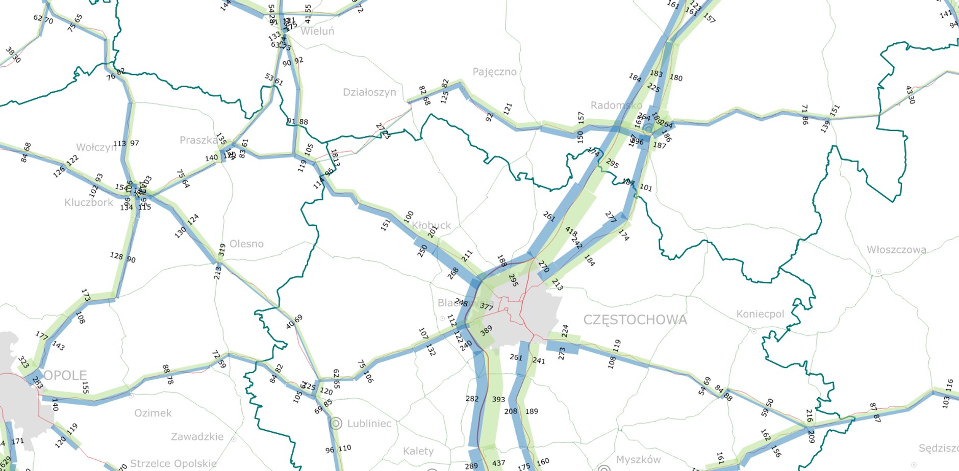 Mapa do weryfikacji natężeń ruchu