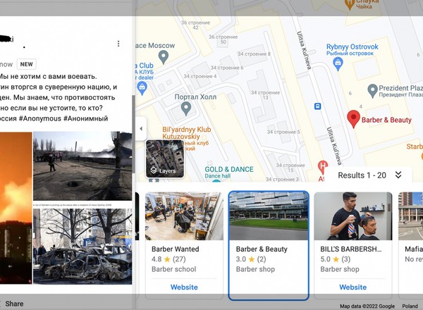 Masowa akcja trollingowa. Z Map Google Rosjanie mogą dowiedzieć się prawdy o wojnie w Ukrainie