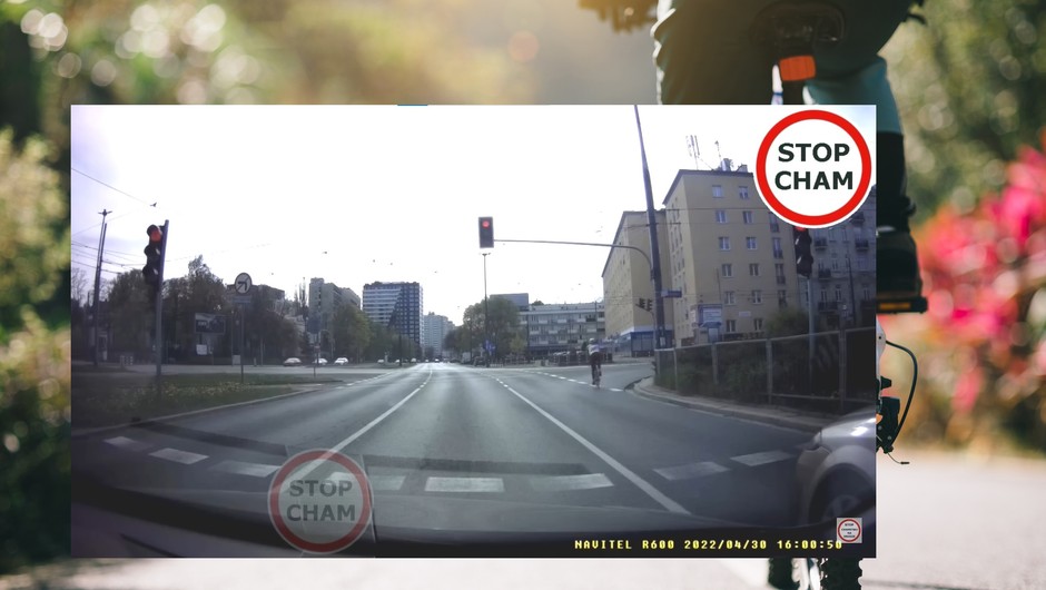 Rowerzysta przejeżdżał na czerwonym przez 7 km