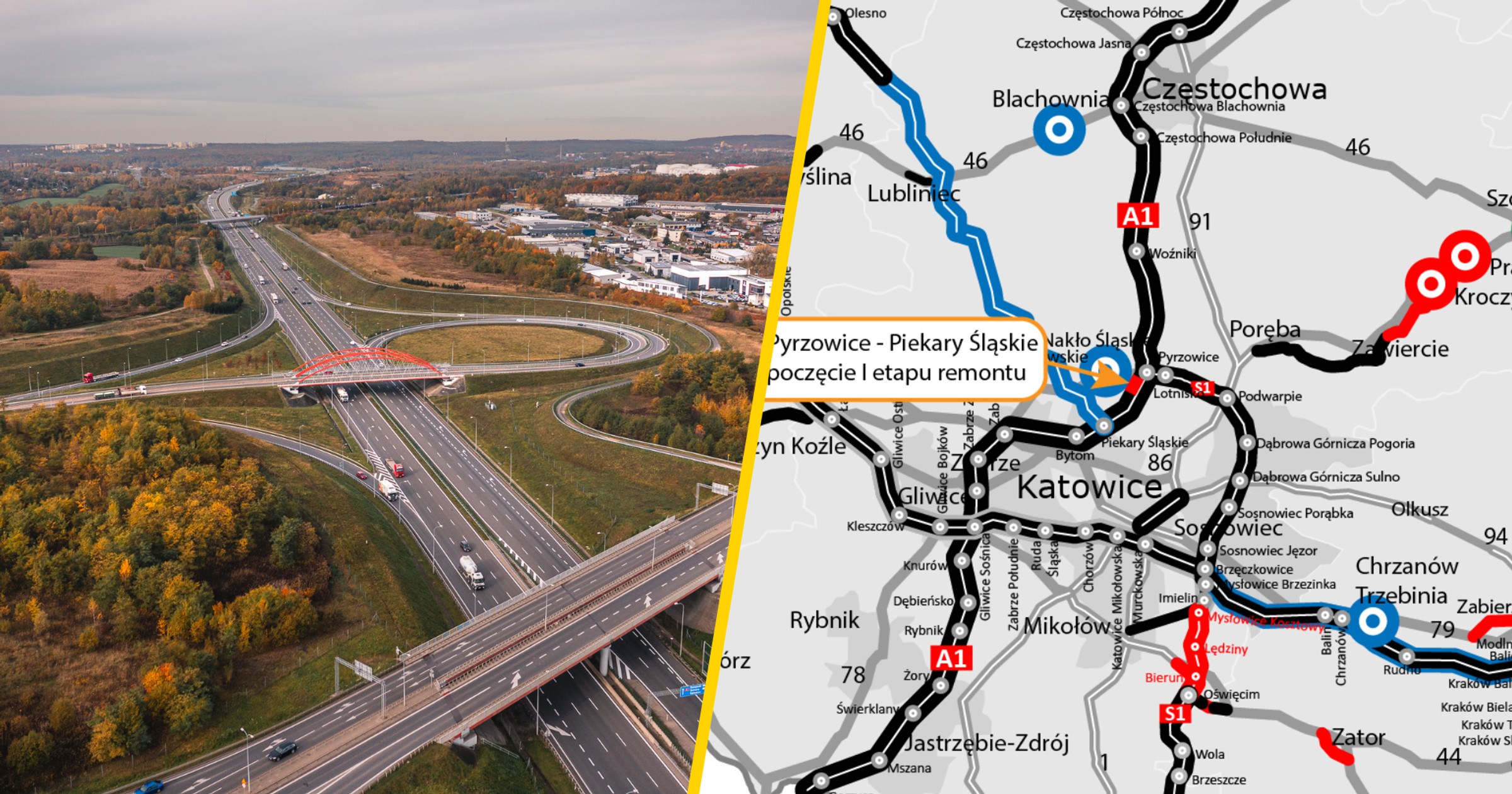 Autostrada A1 Pyrzowice - Piekary, rozpoczęcie remontu