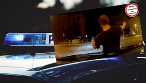Rzucił się na maskę samochodu i chciał wzywać policję. Tego nie przewidział [Wideo]