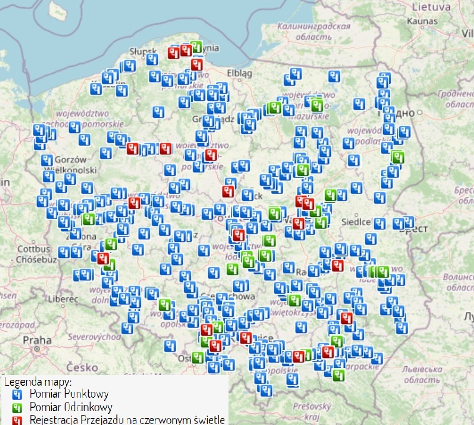 Mapa fotoradarów w polsce