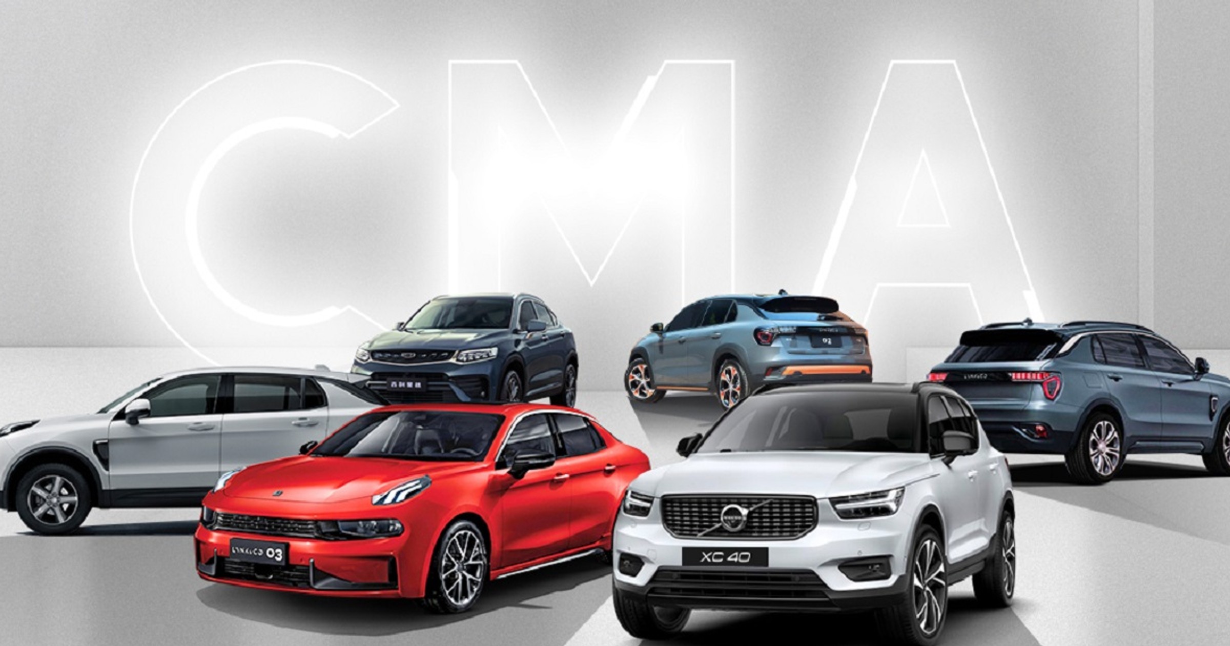 Modele koncernu Geely oparte na platformie CMA: na pierwszym planie Volvo XC40 i Lynk&Co 03.