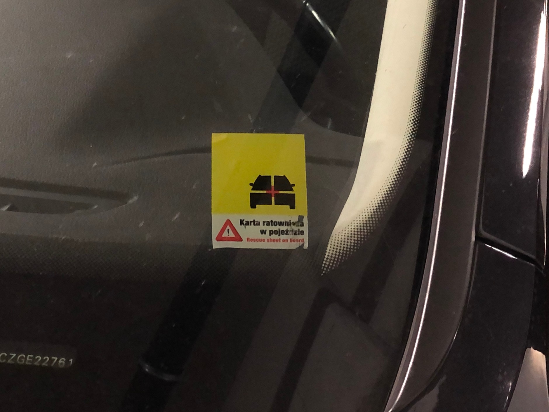 Karta ratownicza - naklejka na szybie