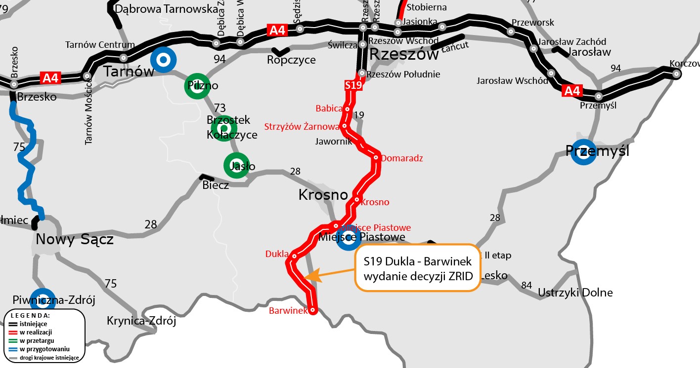 S19 Dukla - Barwinek mapa