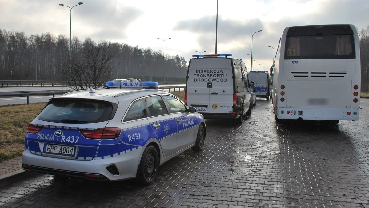 Punkt kontroli autokarów na Śląsku