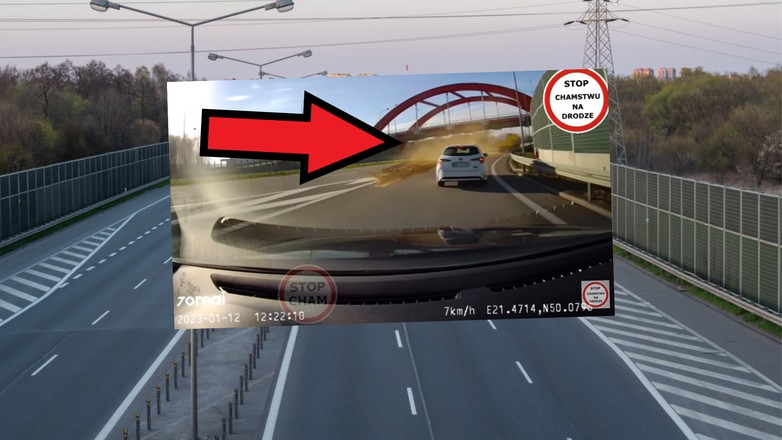 Na A4 kierowca osobówki oszukał przeznaczenie (fot. screen: Youtube/STOPCHAM)