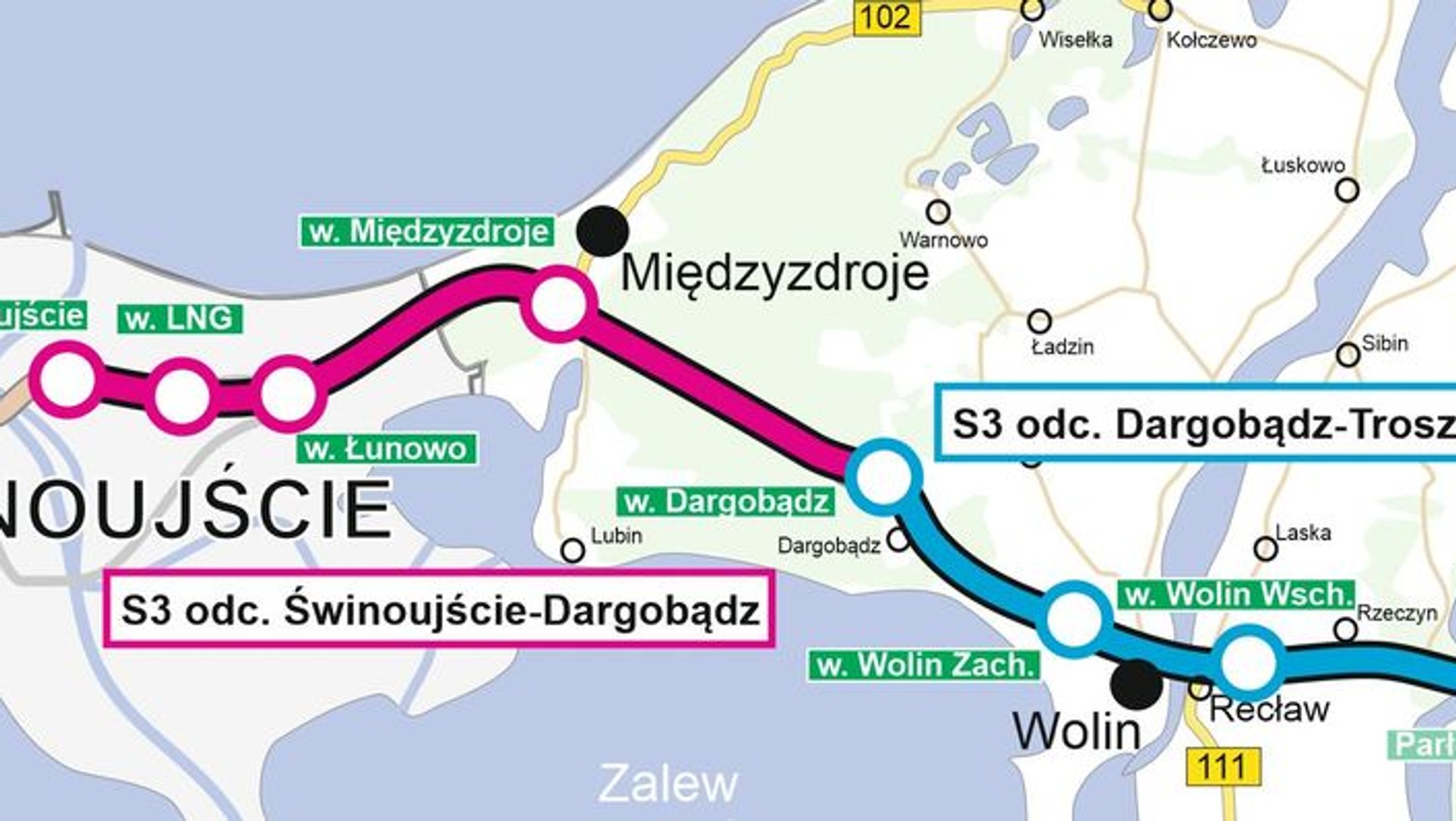 Mapa S3 Świnoujście-Troszyn