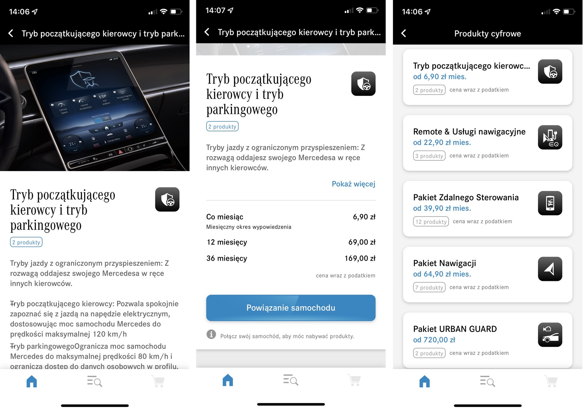 Tryb kierowcy w Mercedes Me