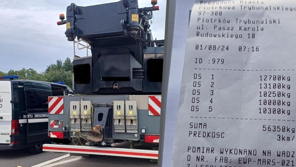 Inspektorzy ITD są wyczuleni na nadwagę. Tym razem podpadł im samojezdny dźwig