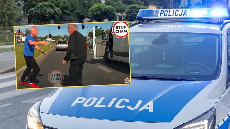 Kierowcy pobili się na środku drogi. Szuka ich policja (Screen: YouTube/@STOPCHAM)