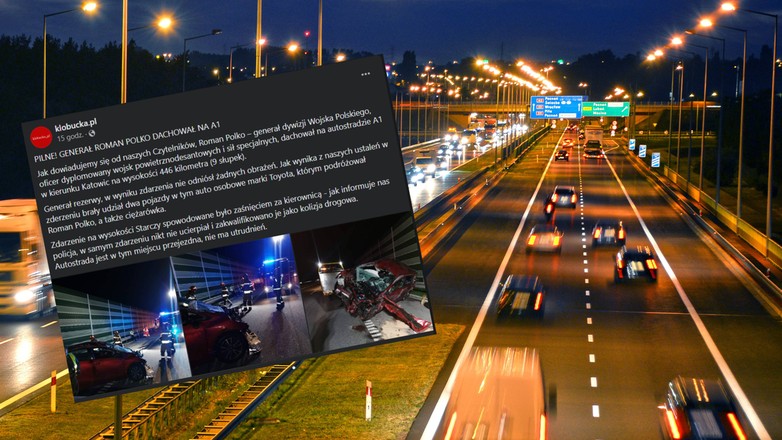 Generał Roman Polko miał kolizję na A1