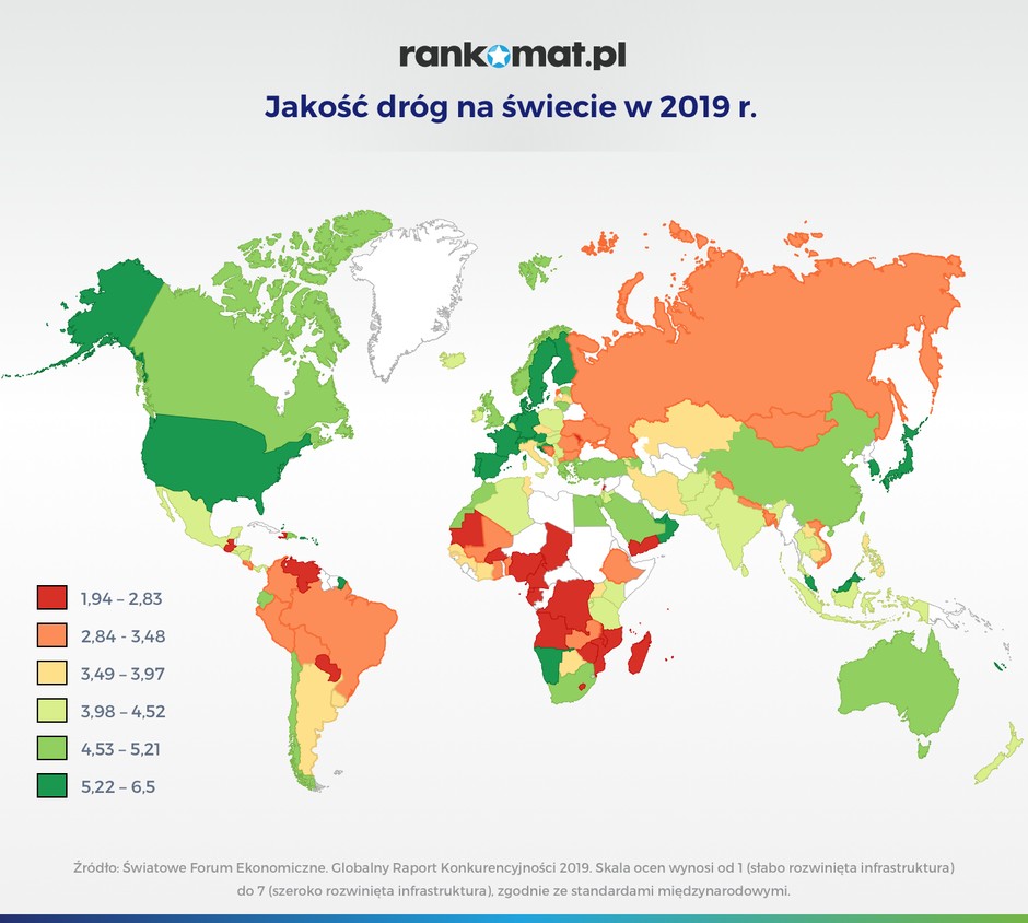 Jakość dróg na świecie w 2019 r
