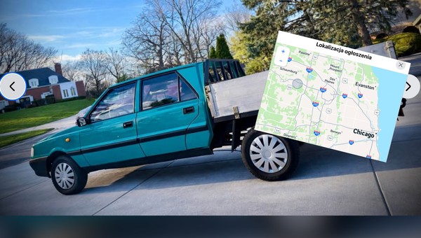 Amerykański sen: duży dom z wielkim podjazdem, a na podjeździe długi pickup w wersji double cab. Tylko dlaczego to Polonez?