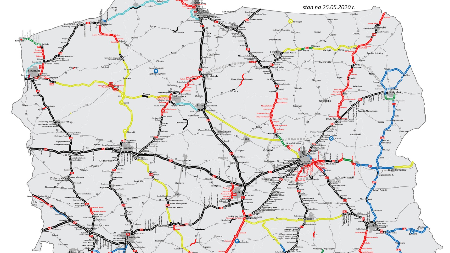 Mapa dróg szybkiego ruchu w Plsce