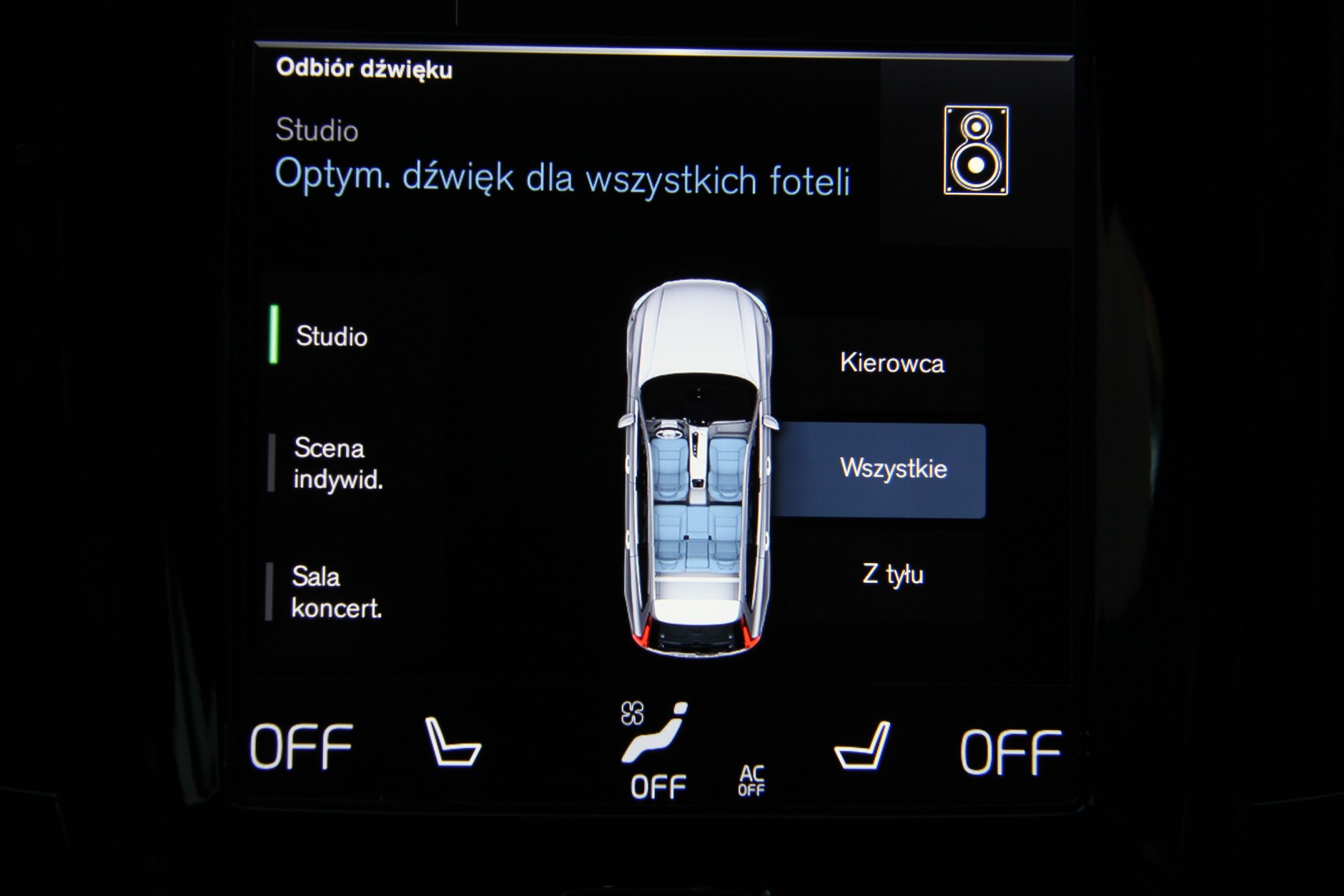 Optymalizacja dźwięku czyli gotowe charakterystyki. Studio jest bardzo dobre - Bowers & Wilkins w Volvo V90