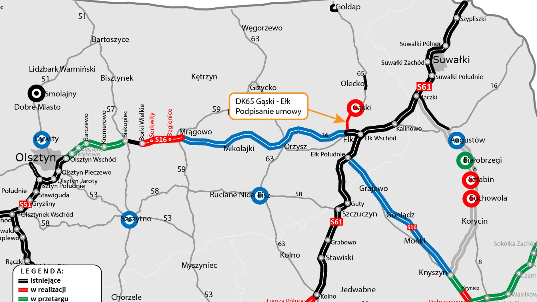 DK65 Gąski - Ełk Lokalizacja inwestycji