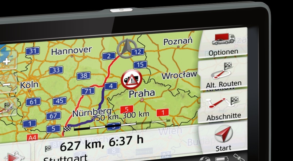 7 cali czyli 17,8 cm. Całkiem spora powierzchnia jak na ekran nawigacji samochodowej.