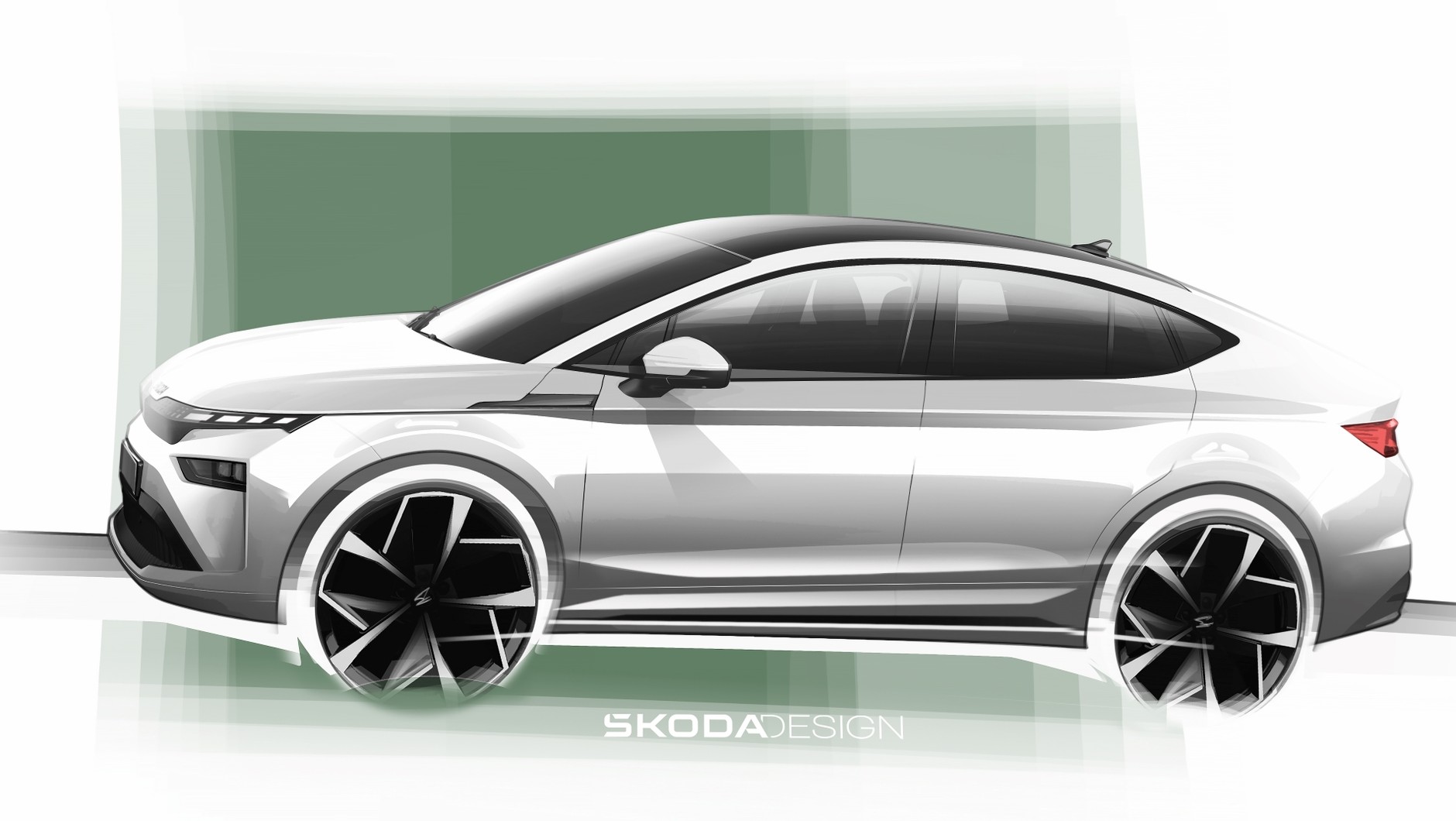 Skoda Enyaq po liftingu - szkic