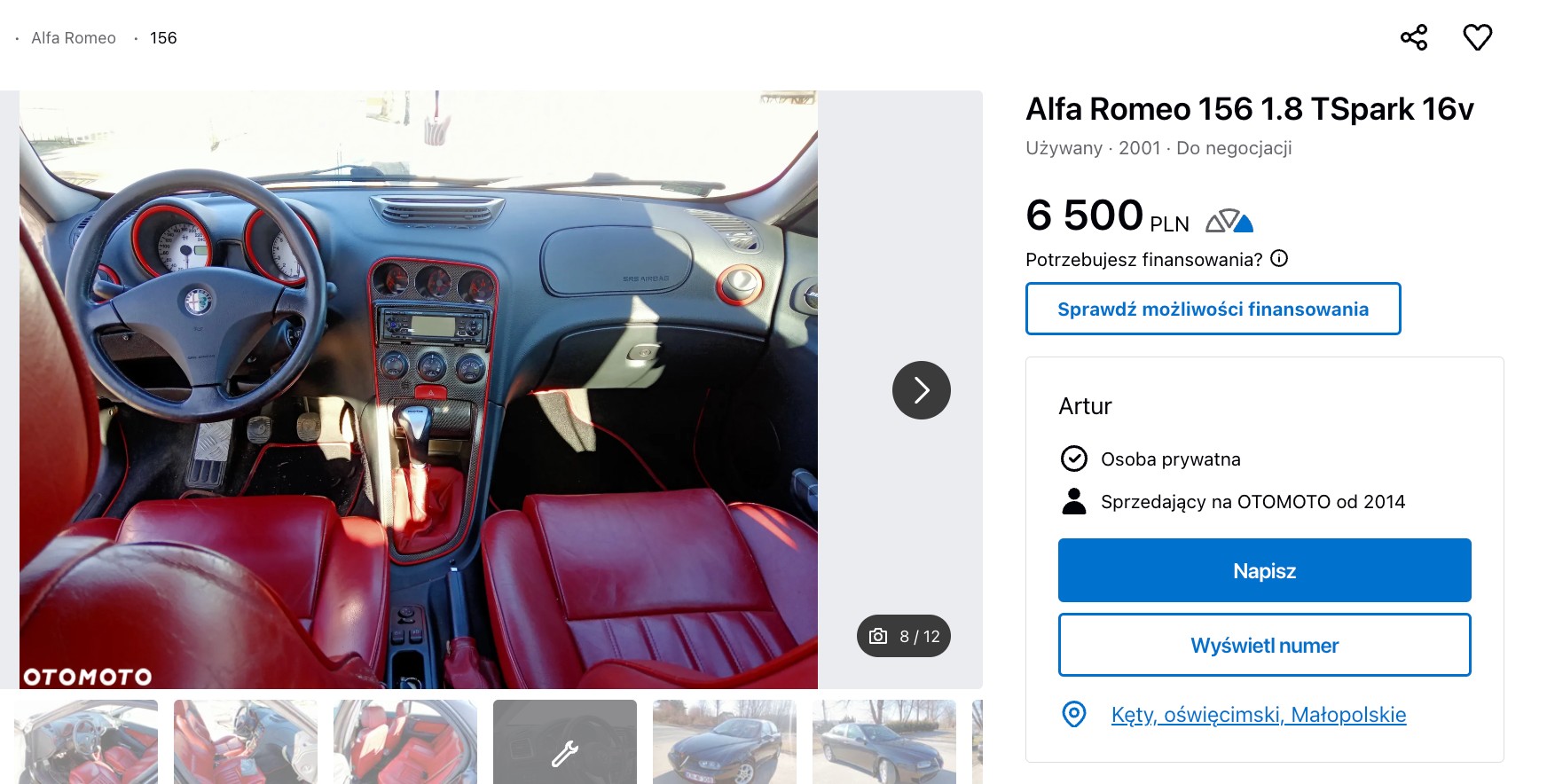 Wnętrze Alfy Romeo 156