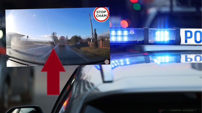 Niebezpieczne wyprzedzanie na skrzyżowaniu (fot. screen: Youtube/STOPCHAM)