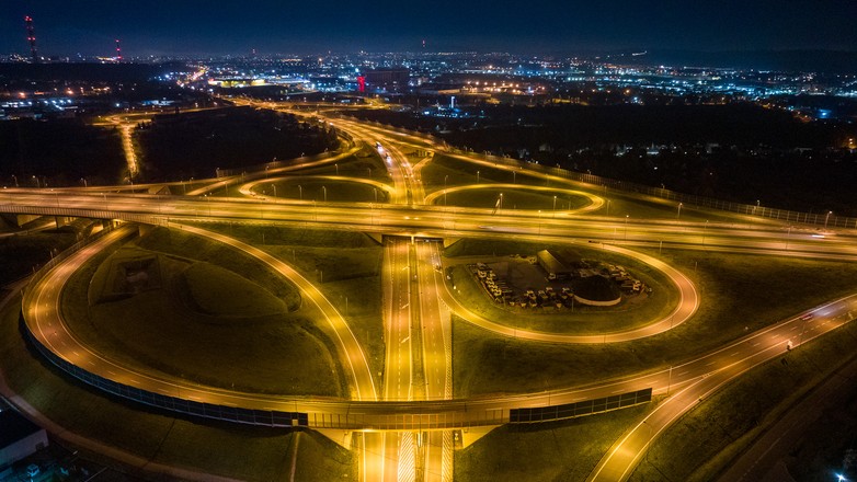 S7 węzeł Kielce Zachód na skrzyżowaniu z S74