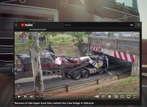 Ciężarówka wbiła się pod wiadukt. Z kabiny kierowcy prawie nic nie zostało [WIDEO]