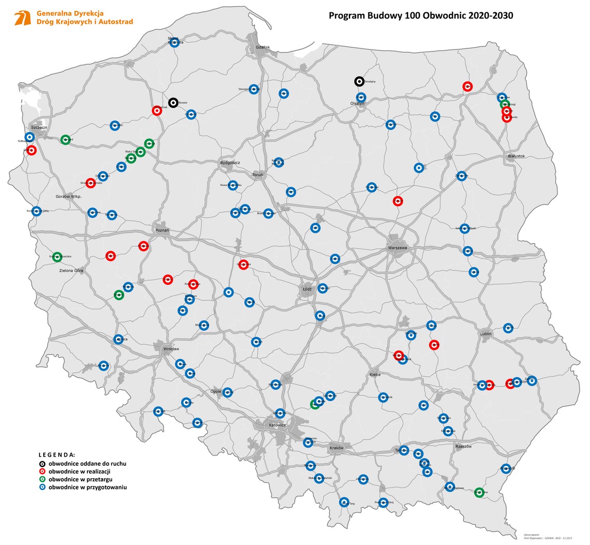 PB100 — mapa stan realizacji
