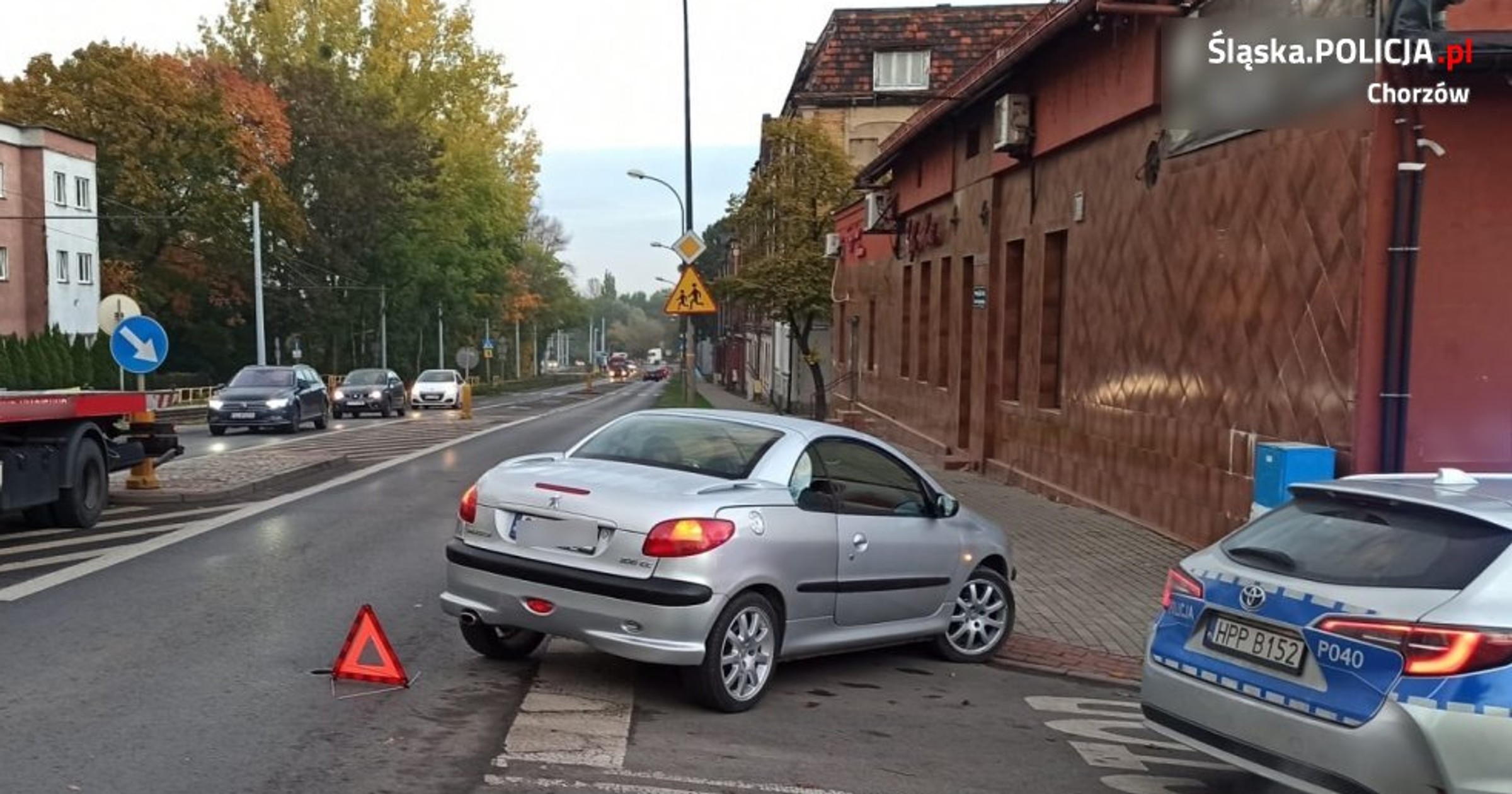 policyjny pościg, wypadek z radiowozem