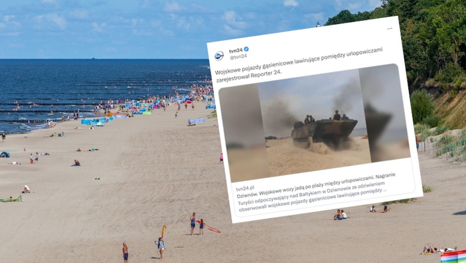 Wojskowe transportery na plaży