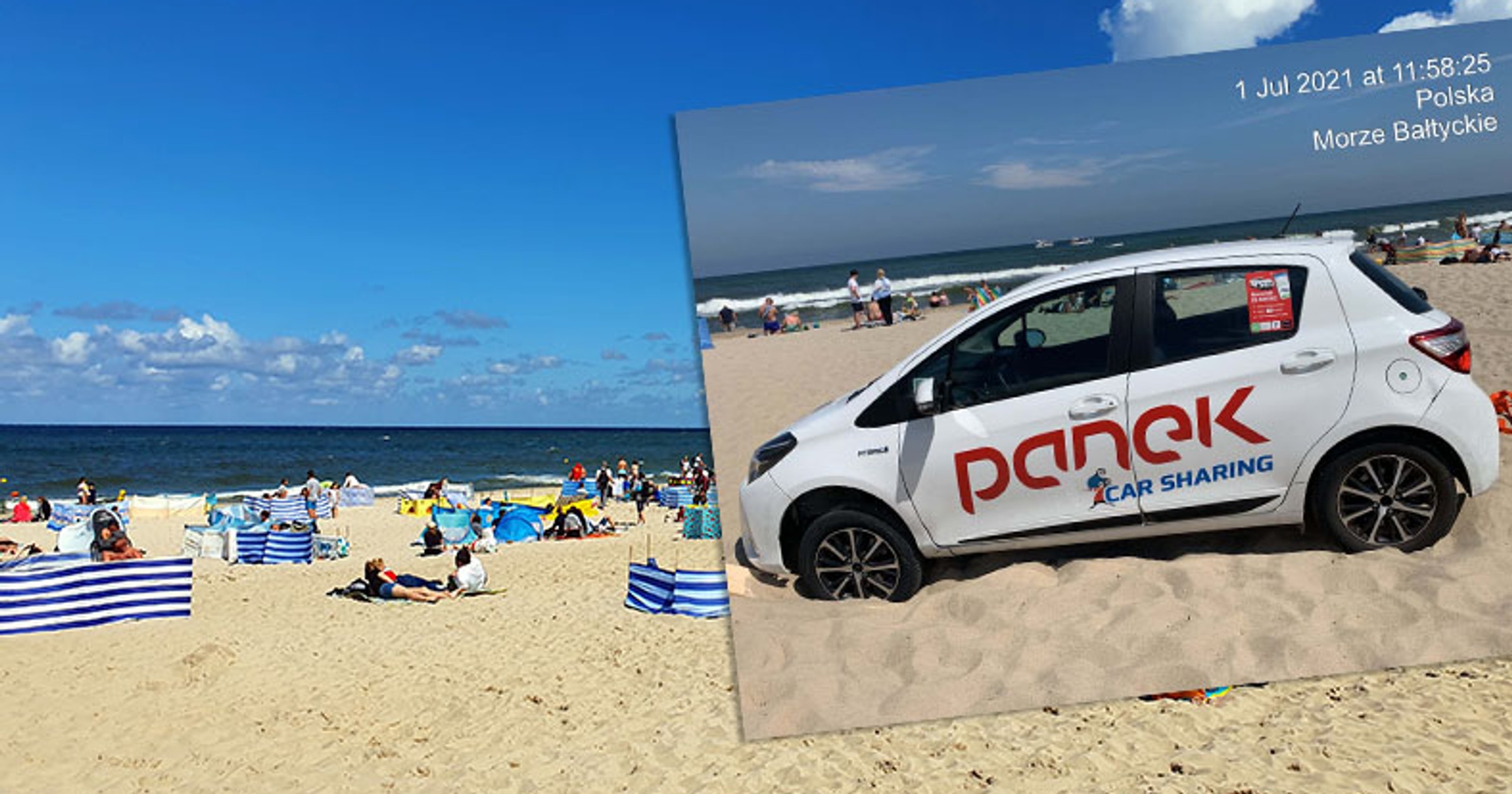 Toyotę Yaris z włączonym silnikiem ktoś zostawił na plaży we Władysławowie