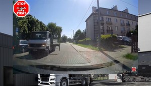 Zapomniał, że ma wysuniętą podporę. Uderzył nią w inne auto [Nagranie]