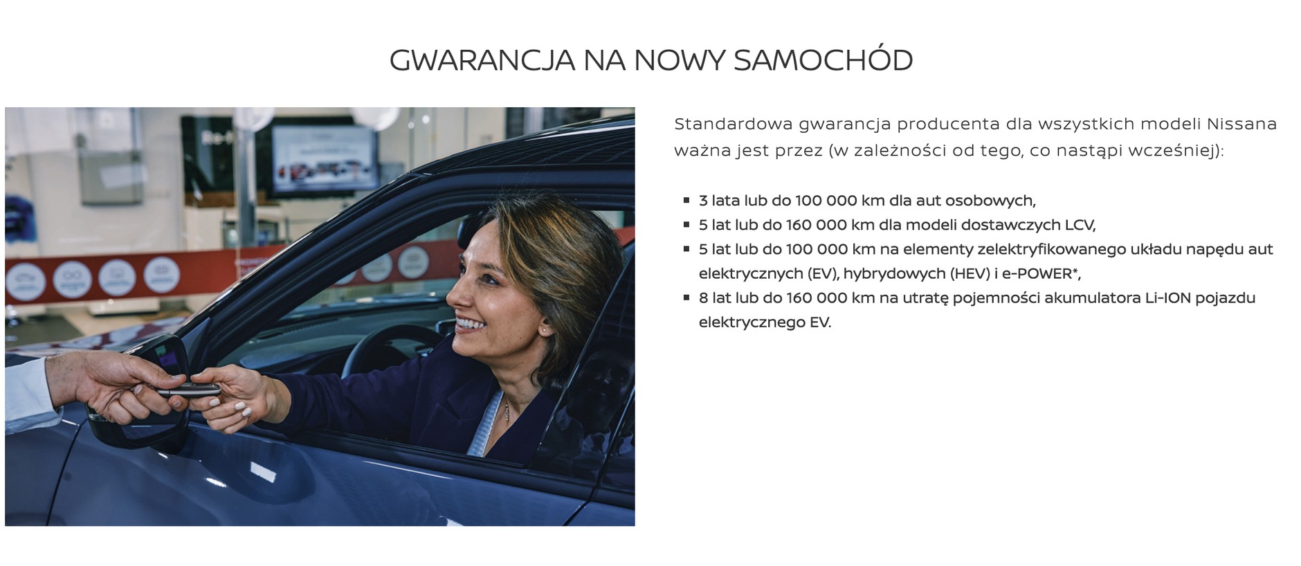 Tak teraz wygląda informacja o warunkach gwarancji zamieszczona na stronach NIssana