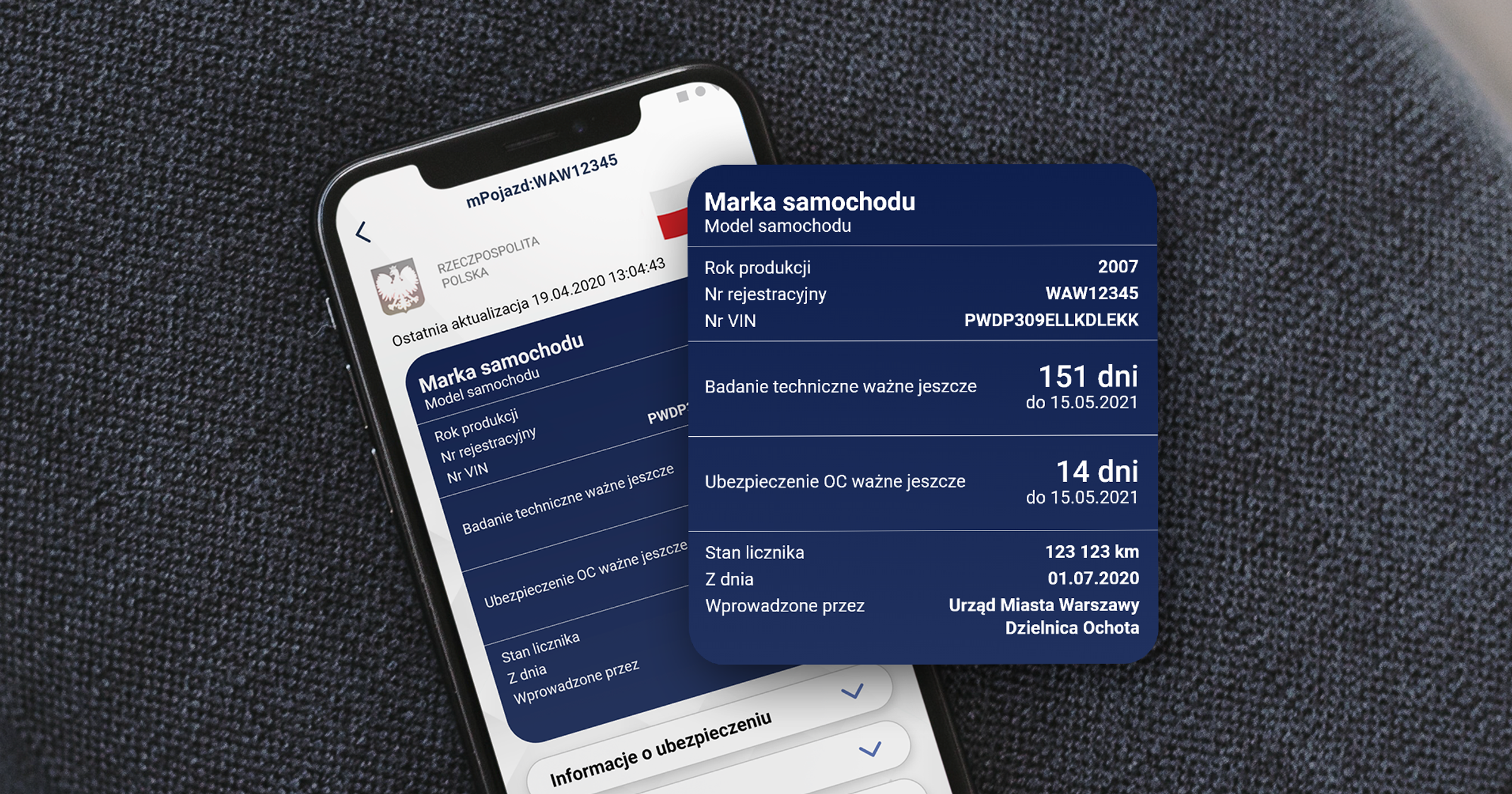 mPojazd w aplikacji mObywatel