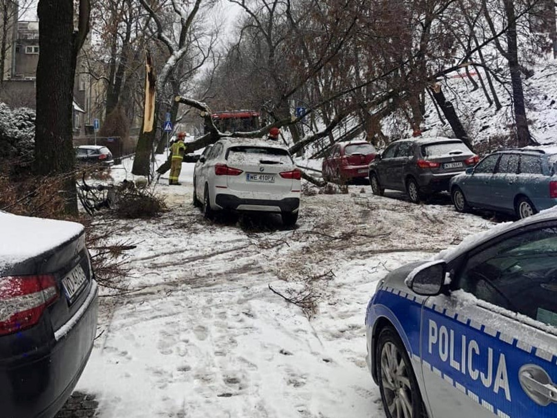 Skutki burzy śnieżnej w Warszawie