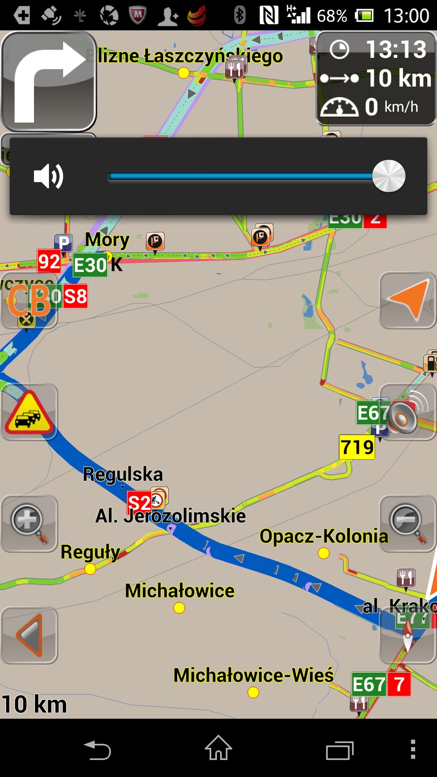 NaviExpert podczas próby o godzinie 13.