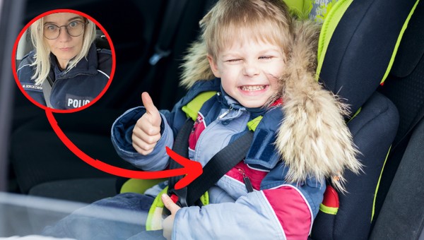 Tak wozisz zimą dziecko w foteliku? Policjantka tłumaczy, dlaczego robisz to źle