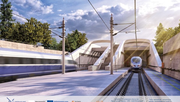 Wizualizacja tunelu. Linia kolejowa nr 85 na odcinku Warszawa – Łódź